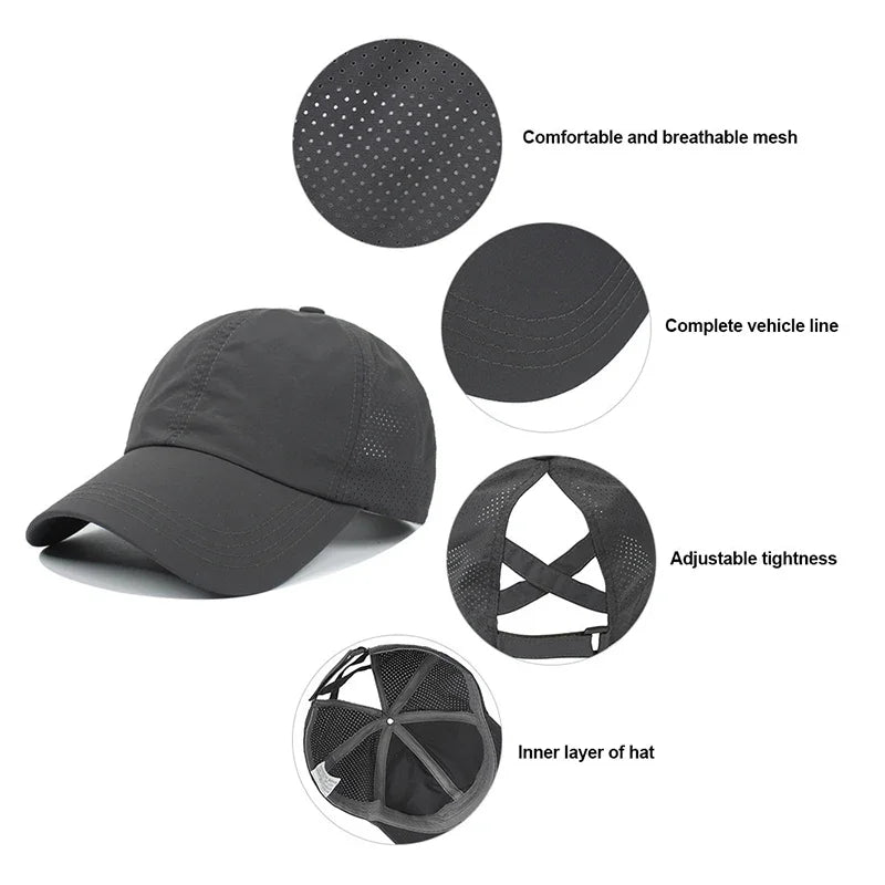 Gorra deportiva Auren Versa - puesta con coleta durante ejercicio